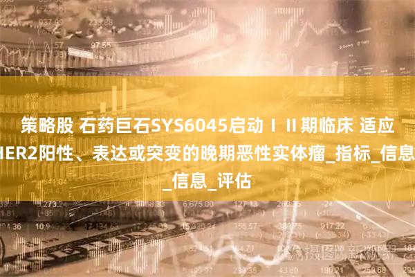 策略股 石药巨石SYS6045启动ⅠⅡ期临床 适应症为HER2阳性、表达或突变的晚期恶性实体瘤_指标_信息_评估